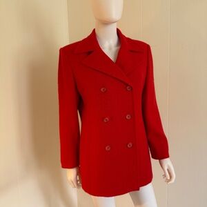 Linda Allard / Ellen Tracy Tomato Red Double Breasted Wool Jacket 12P